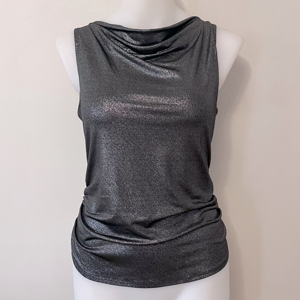 Calvin Klein Black Silver Sparkle Stretch Tank Top Size 4 bin 1E